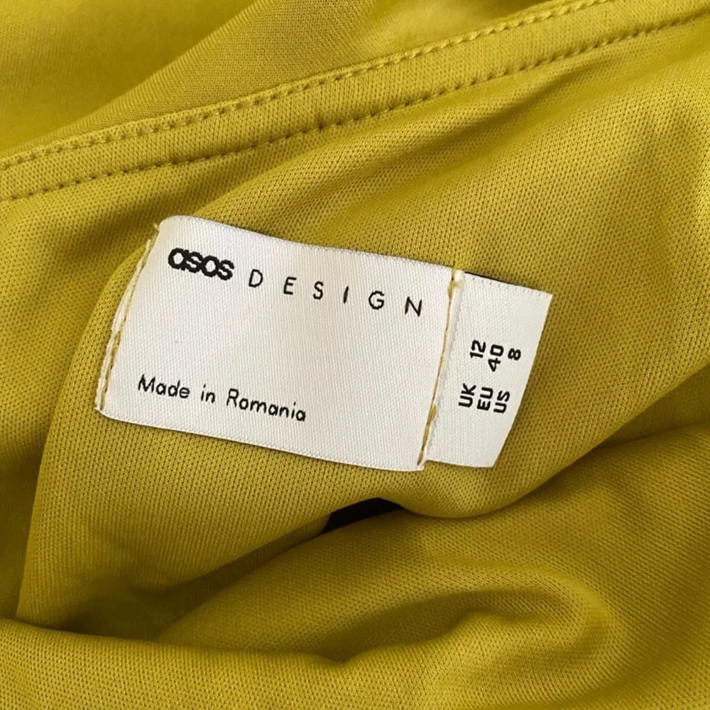 ASOS Chartreuse Ruffle Ruched Dress - Picture 6 of 8